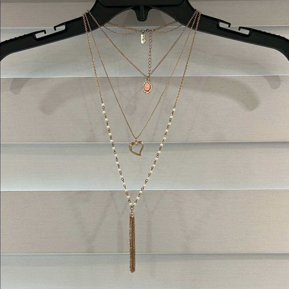 Gold Layered Necklace With Modern Tassel Pendant